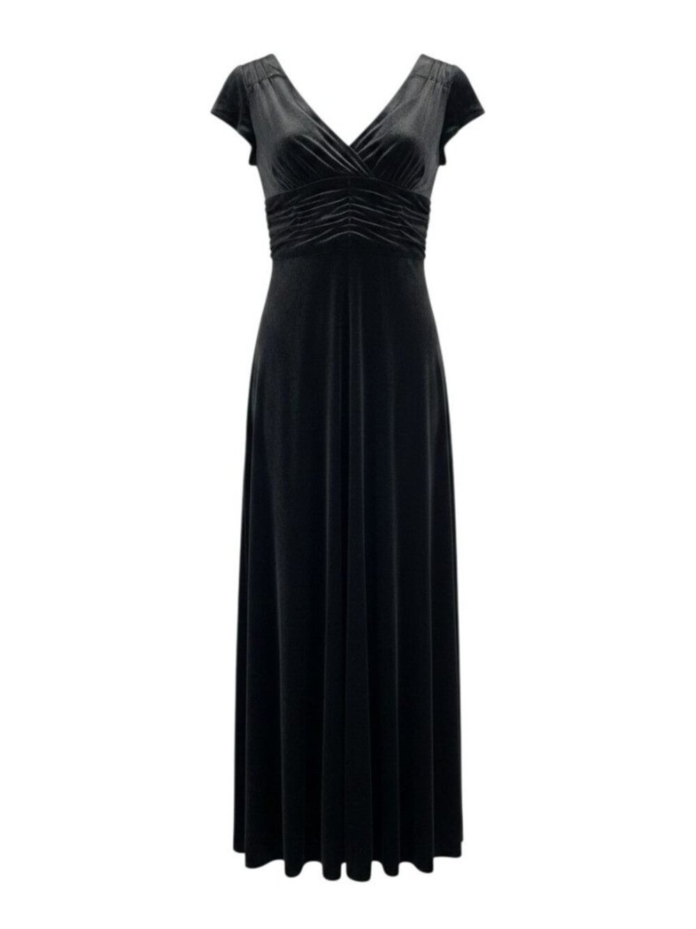 Coldwater Creek Womens Black Cap Sleeve Maxi Evening Dress 8